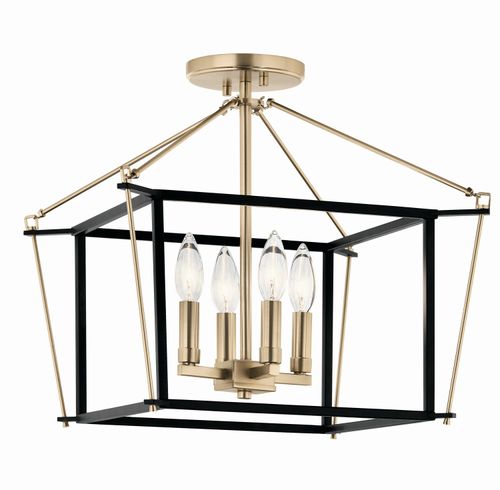 Champagne Bronze Four Light Semi Flush Mount from the Eisley Collection
