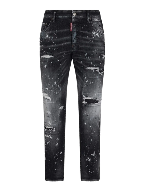 Dsquared2 Paint Splatter Rhinestone Skater Jeans in Black - Black