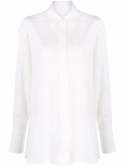 Perforated-pattern longlsleeved shirt - White