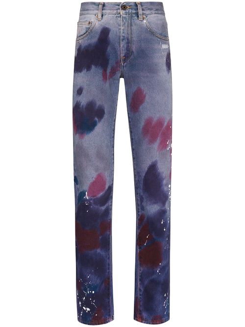 Paint splattered effect jeans - Blue