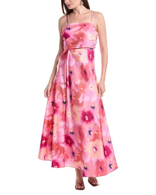 By Shelli Segal Draped Satin Maxi Dress