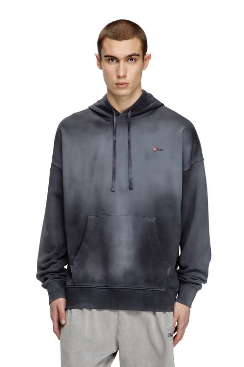 Faded hoodie with micro-logo embroidery - Sweaters - Man - Black