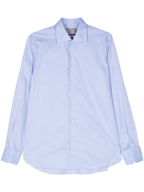 Striped poplin shirt - Blue