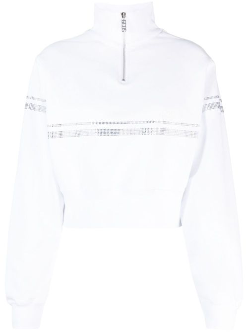 Rhinestone-embellished cropped sweatshirt - White