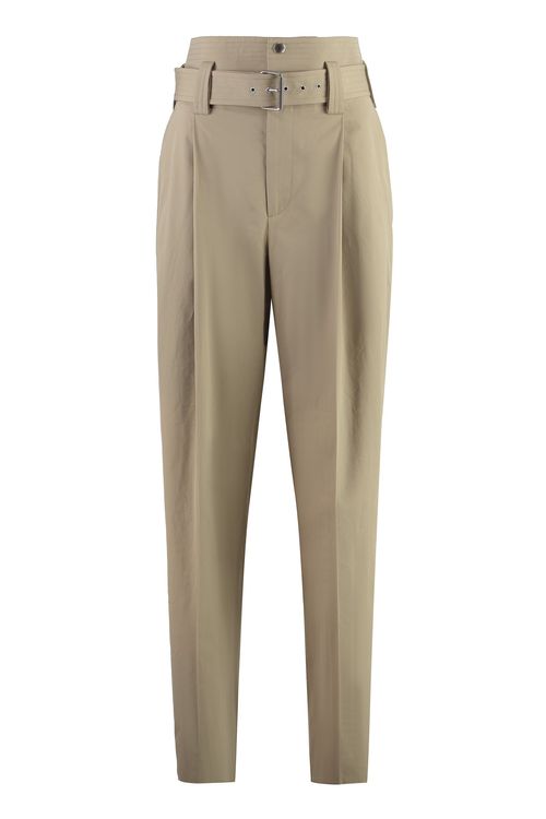 Cotton Gabardine Trousers with Coordinated Waist Belt