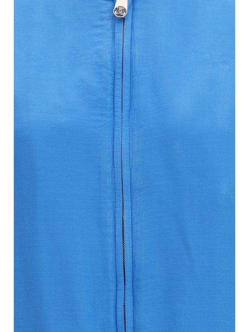 Silk Zip Bomber Jacket — Blue