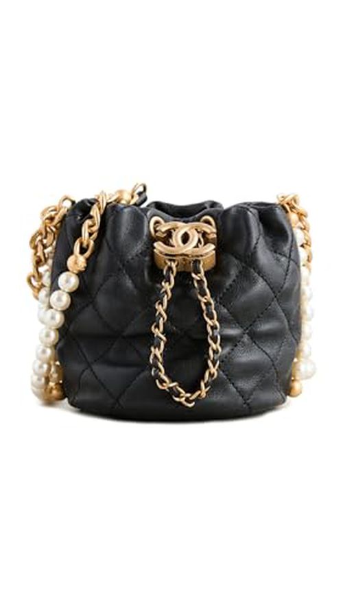 Shopbop Archive Women's Pre-Loved Chanel Pearl Drawstring Shoulder Bag, Black, One Size