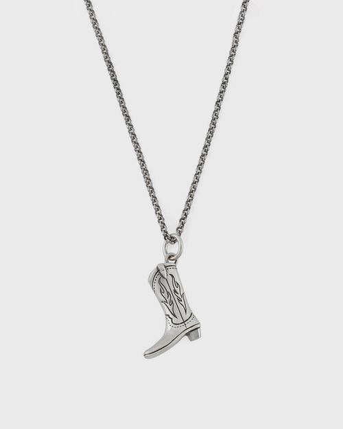 Silver Cowboy Boot Necklace silver male Jewellery now available at BSTN