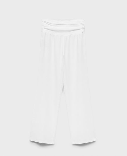 Women's Draped Waist Linen Pants - White