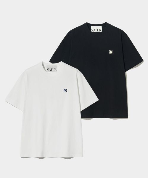 satur 남성 Small logo printing short sleeve t-shirt 2COLOR 