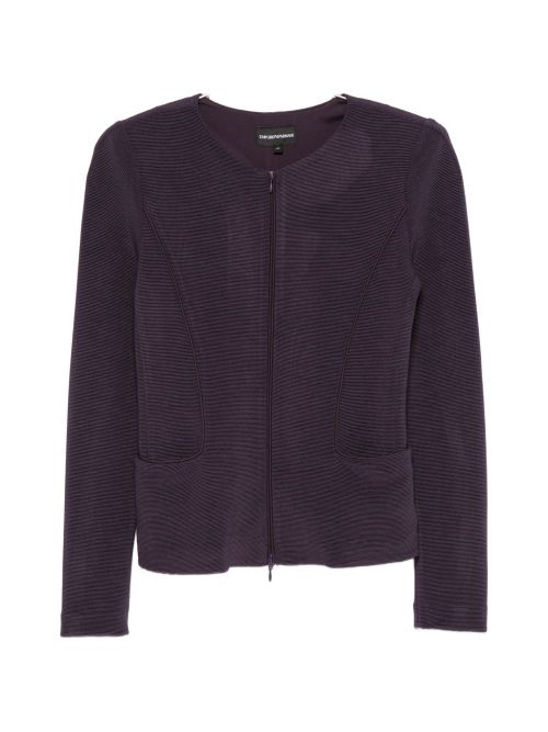 Ribbed Knit Blazer — Purple
