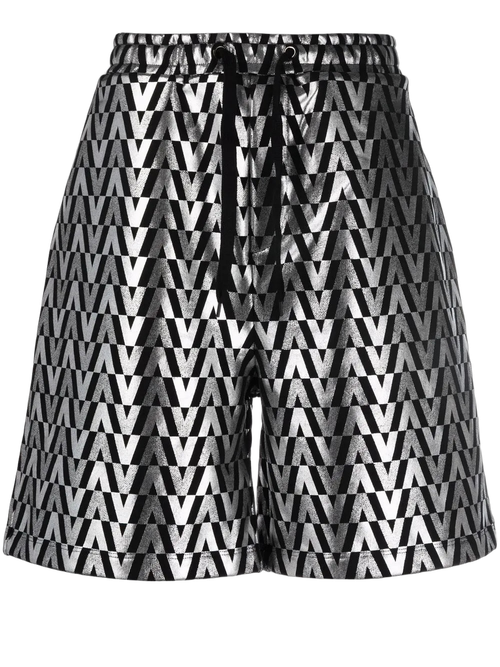 Monogram High-Shine Shorts — Black