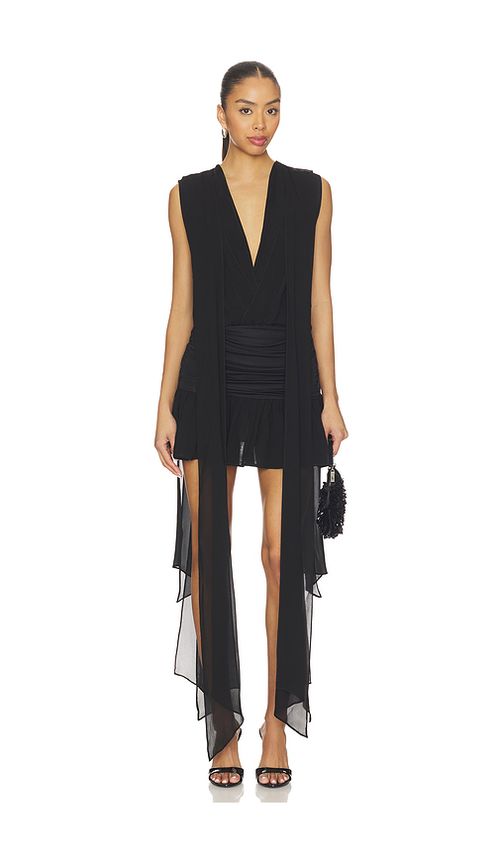 Blumarine Georgette Dress With Jersey in Black. 36. Also