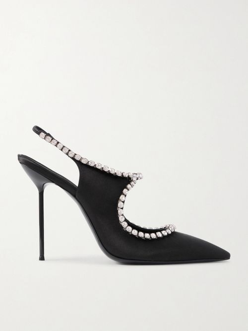 Lidia Crystal-embellished Satin Mary Jane Pumps - Black