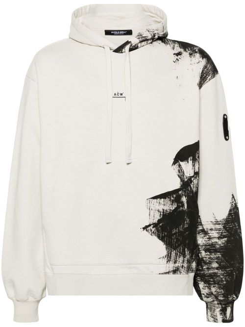 Brushstroke cotton hoodie - Neutrals