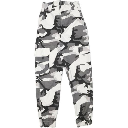 Womens Camo Print Cotton Blend Relaxed Cargo Trousers W22 L26 Elastic Cuff