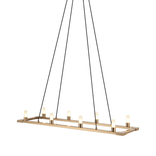 Aged Gold Brass Eight Light Chandelier from the Cascadian Collection