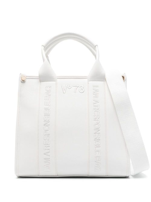 Embroidered-logo tote bag - White