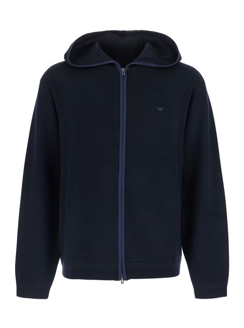 Wool-Blend Zip Sweatshirt — Black