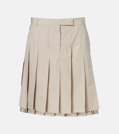 Pleated cotton twill miniskirt