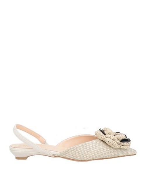 Ovyé Woman Ballet flats Beige Size 10 Leather, Textile fibers