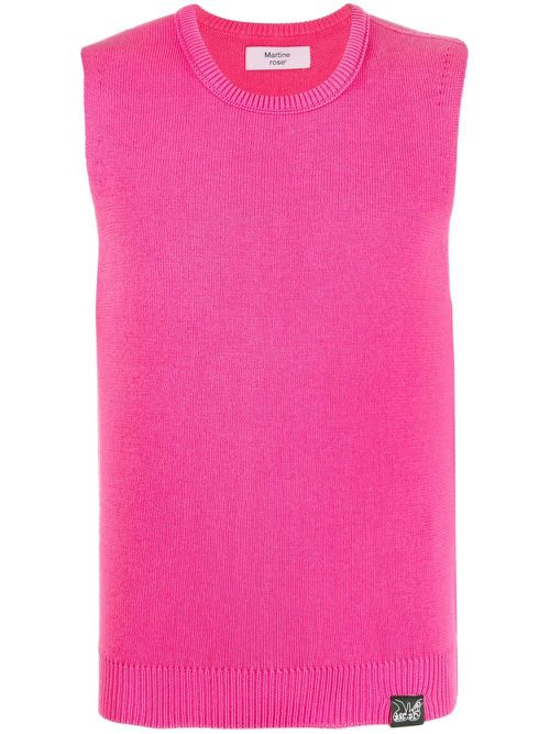 Crew-neck knitted vest - Pink