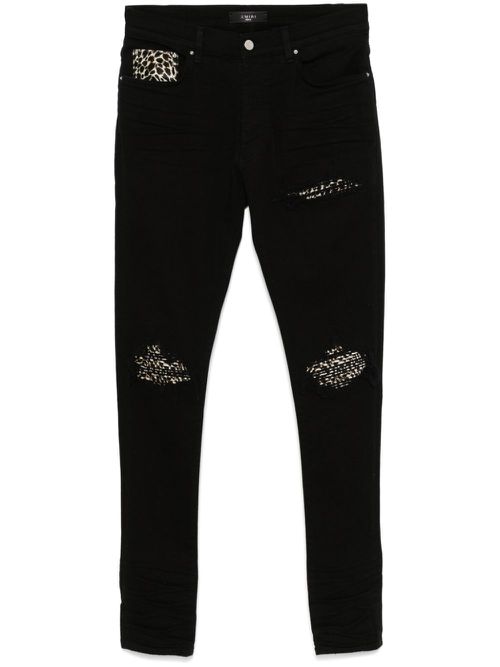 Leopard-detailed jeans - Black