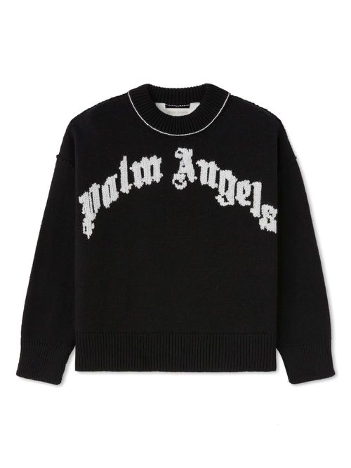 Curved Logo long-sleeve jumper - Black