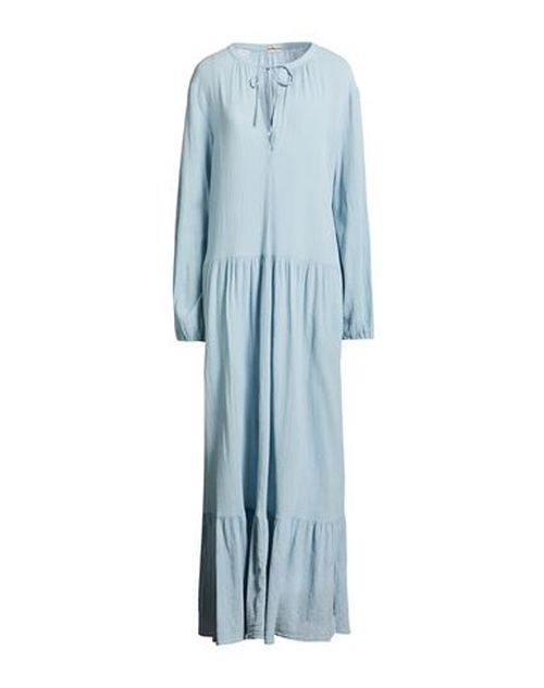 Woman Maxi dress Sky blue Size M Cotton, Silk, Linen