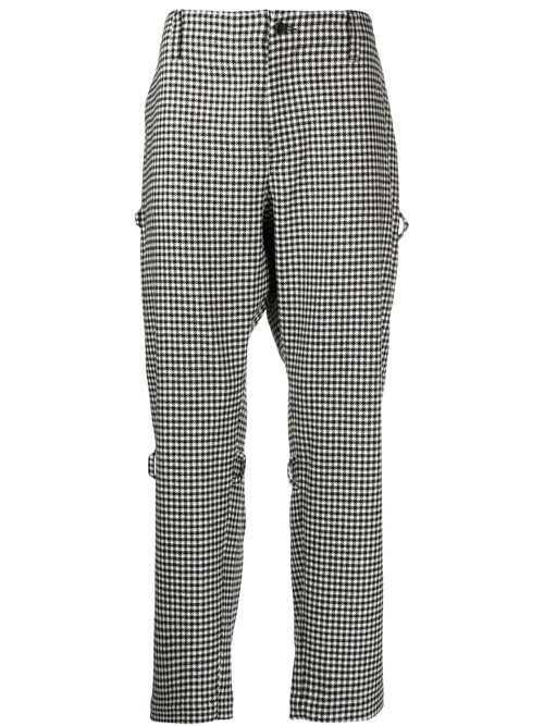 Houndstooth rear-zip tapered trousers - Grey