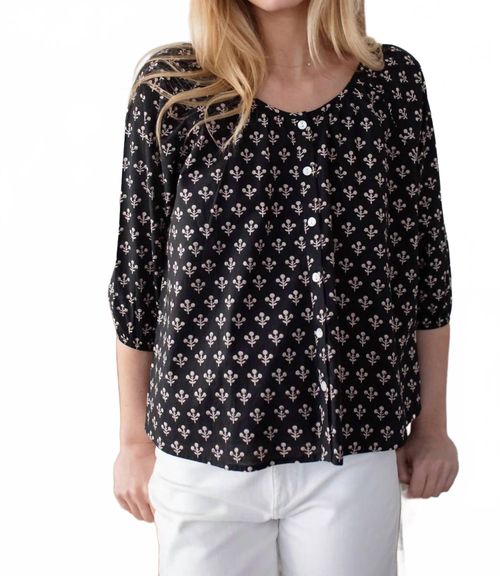 Sophie Floral Top In Black