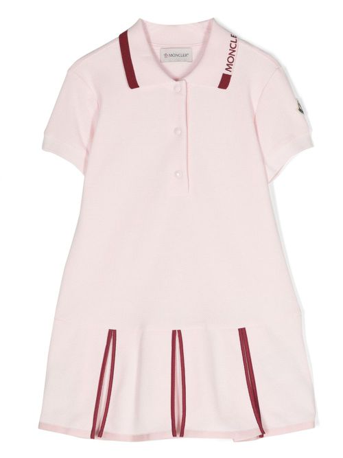 Moncler Enfant Poloshirtkleid mit Logo-Stickerei - Rosa