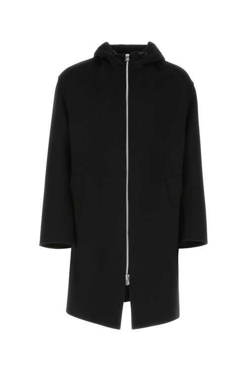Hooded Wool Coat — Black