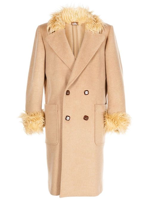 Wool double-breasted coat - Brown