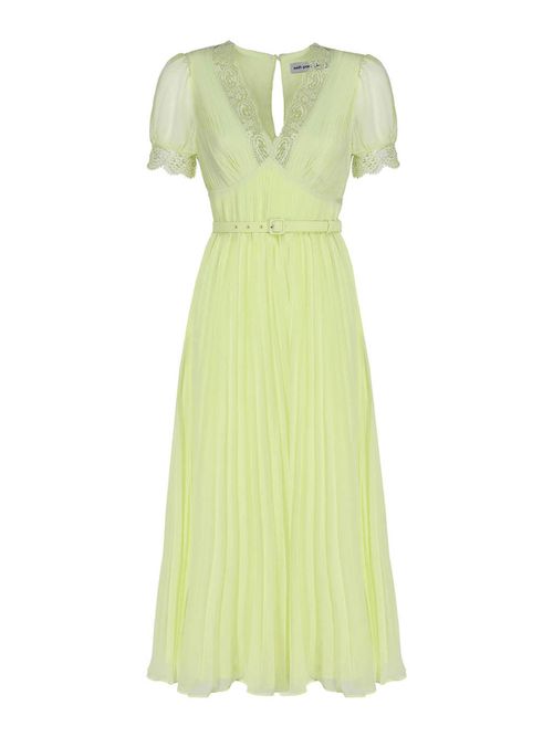 Chiffon Midi Dress With Lace Detail