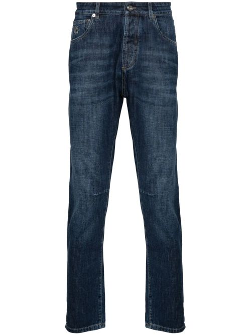 Cotton Denim Dark Wash Jeans — Blue