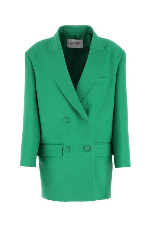 Virgin Wool & Silk Crepe Blazer — Green