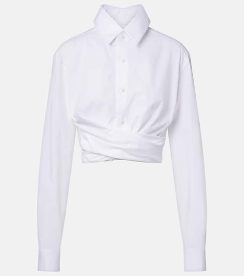 Cropped cotton poplin shirt