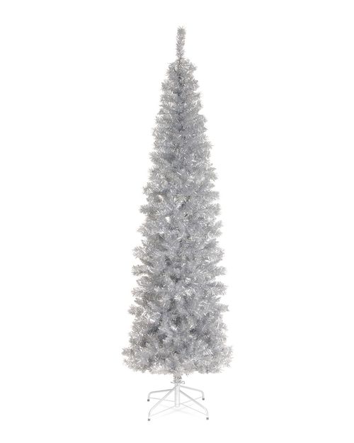 National Tree 6ft Silver Tinsel Tree w/ Metal Stand