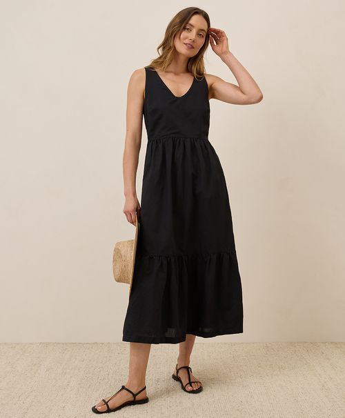 Women's Black Canopy Linen Blend Easy Tank Dre