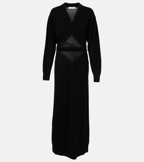 Gathered cutout wool and cashmere maxi dress