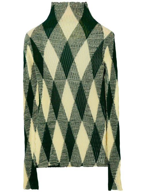 Argyle-knit high-neck jumper - Neutrals