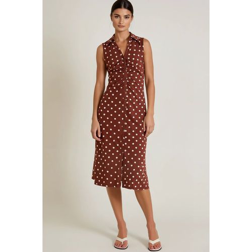 Monsoon Womens Brown White 'paris' Spot Dress Cotton - X-Large