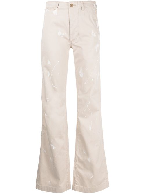 Paint-splatter flared trousers - Neutrals