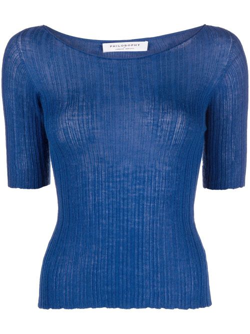 Ribbed-knit top - Blue