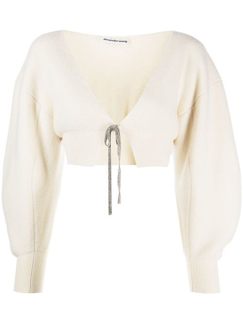 V-neck cropped cardigan - Neutrals