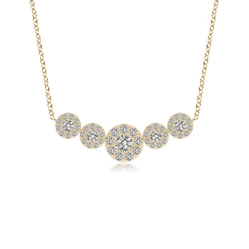 Angara 0.32 Carat Graduated Five Stone Diamond Halo Necklace in 14K Yellow Gold