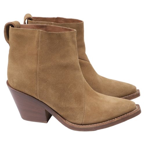 Donna Western Ankle Boots in Brown Suede