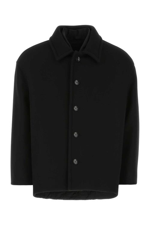 Virgin Wool Blend Coat — Black