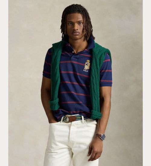 Polo Ralph Lauren for man. 710971839001 Custom Slim Fit navy pique polo shirt (M), Casual, Cotton, Short sleeve